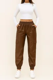 Jogger Cuerina Cintura Elastica