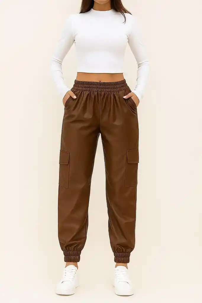 Jogger Cuerina Cintura Elastica