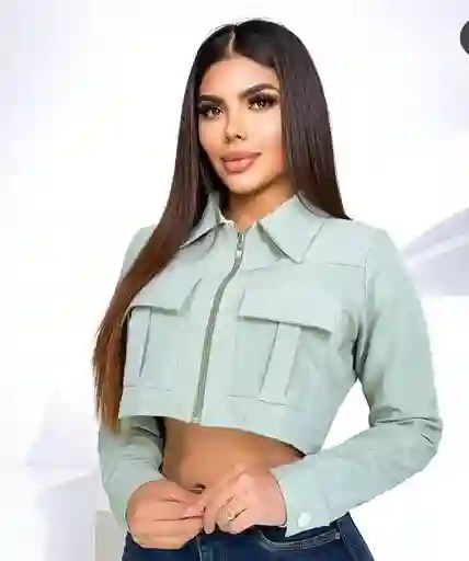 Chaqueta Tipo Blazer Torera Corta Talla M Verde