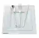 Set Platos Cuadrados Plateados X 12, Platos De Lujo, Platos Elegantes