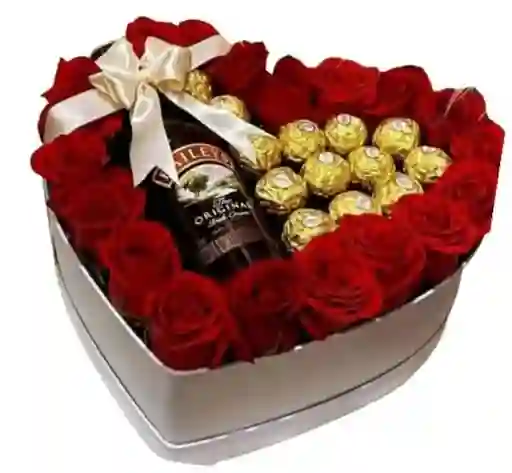 Caja Corazon Con Chocolates Y Baileys