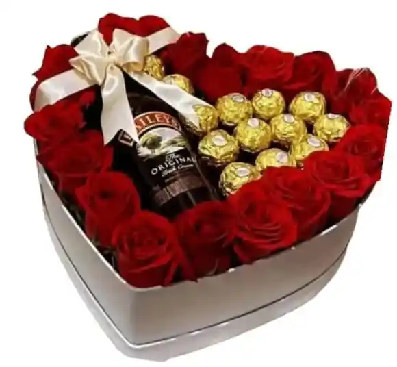 Caja Corazon Con Chocolates Y Baileys