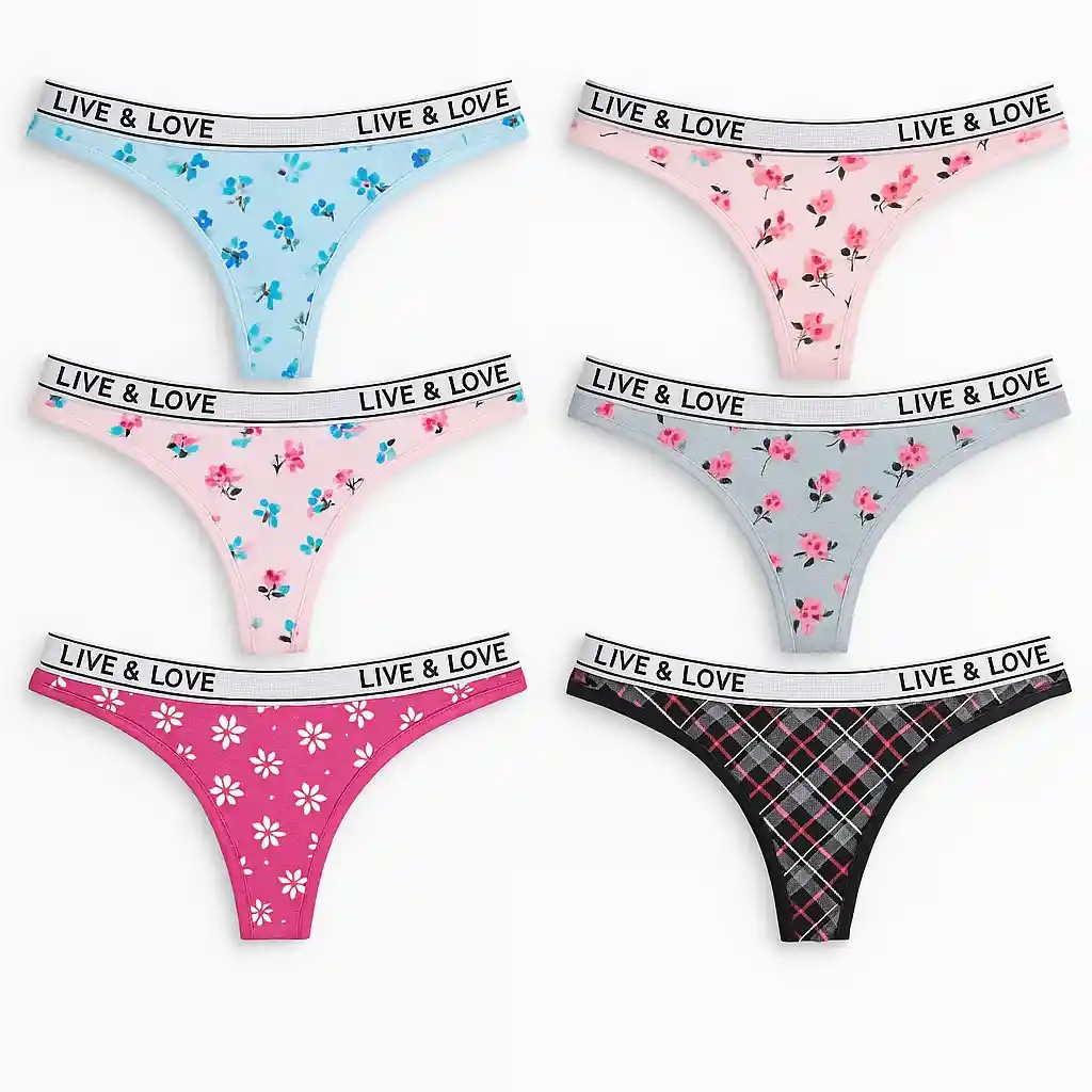 Dos Panty Hilo Algodon Surtidos Talla S