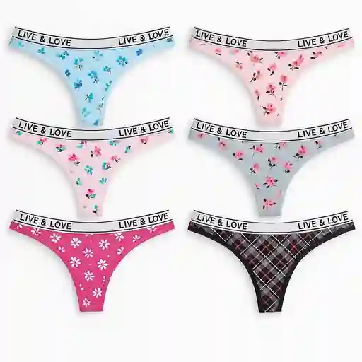 Dos Panty Hilo Algodon Surtidos Talla L