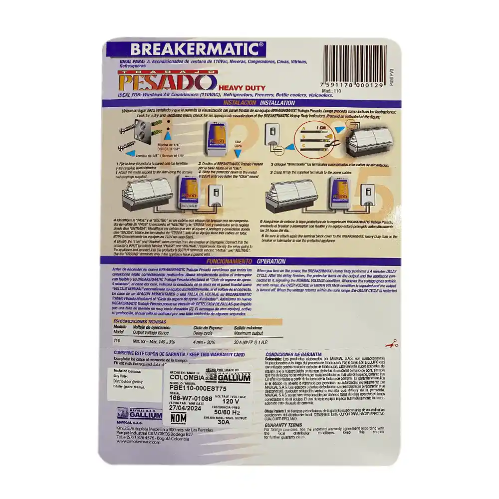 Protector Voltaje T.pesado 110v Breakermatic