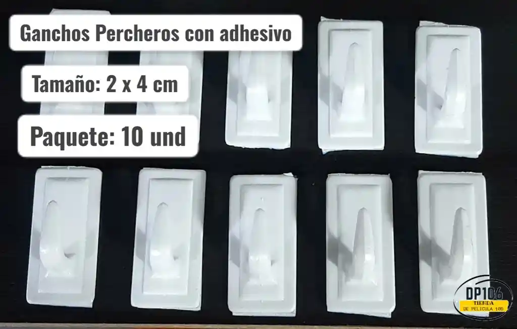 Ganchos Adhesivos 2 X 4 Cm X 10 Und