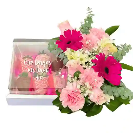 Fresas Con Chocolate Y Flores
