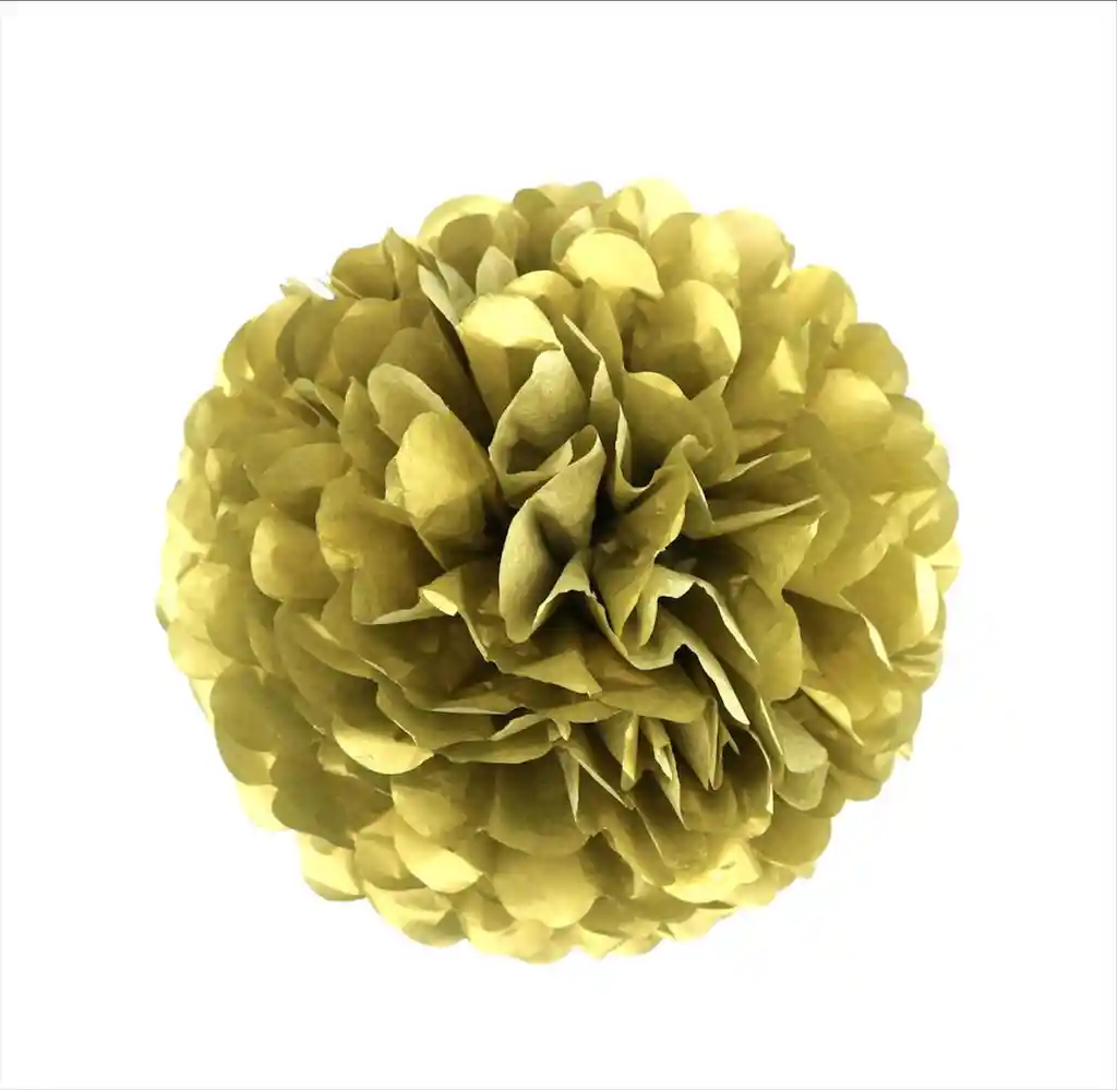 Pompon De Papel Seda Para Fiesta 33 Cm Dorado Navidad