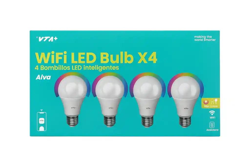 Kit X 4 Bombillos Led Alva E27 Rgb Vta+ Smart