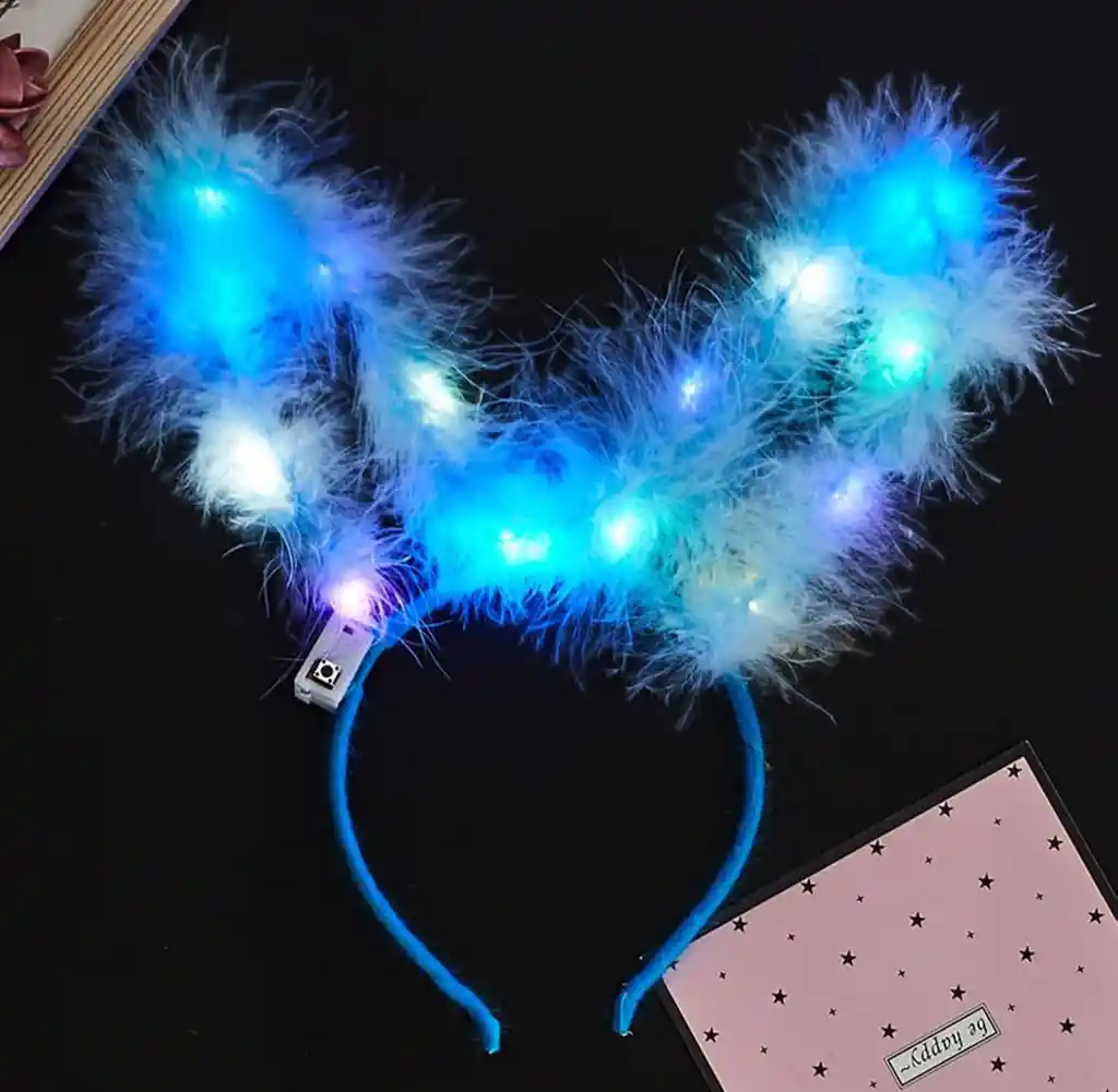 Diadema Orejas Conejo Peluche Con Luz Cosplay Halloween