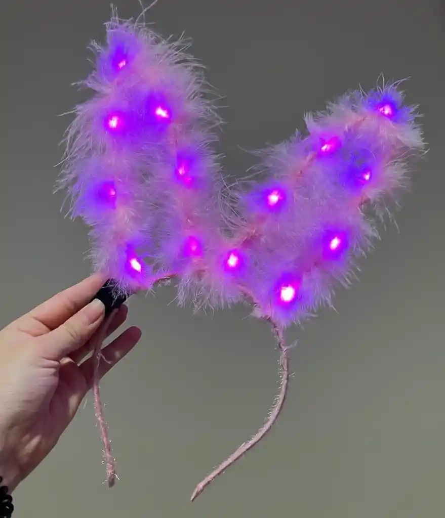 Diadema Orejas Conejo Peluche Con Luz Cosplay Halloween