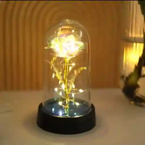 Rosa Eterna En Domo De Vidrio Con Luz Led