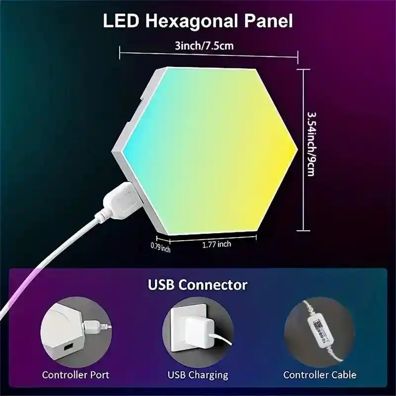 Lampara Decorativa Innovadora Con Forma Hexagonal X3 Paneles
