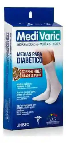 Media Pie Diabetico Talla S,l.xl Blanco Medivaric