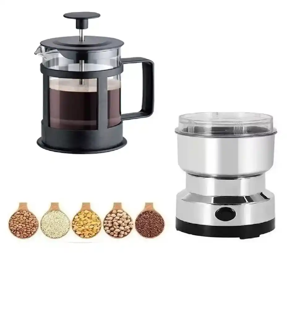 Prensa Francesa Café 1000ml Y Mini Molino Café Eléctrico