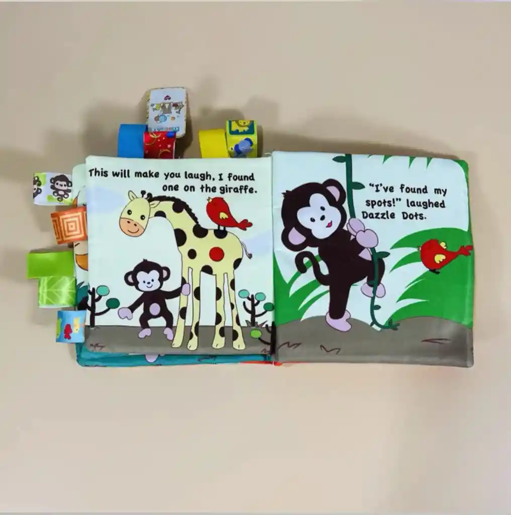 Libro Sensorial De Tela Con Colitas De Estimulación Mono