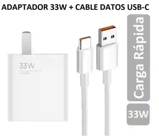 Cargador Tipo C 33w Carga Rápida + Cable De Datos Usb Batería Celular