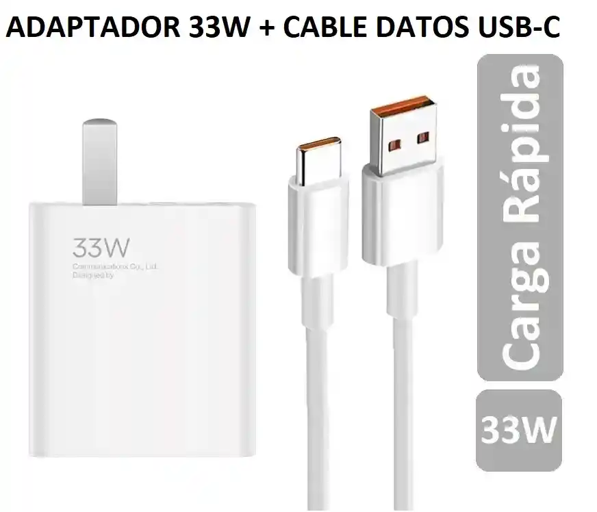 Cargador Tipo C 33w Carga Rápida + Cable De Datos Usb Batería Celular