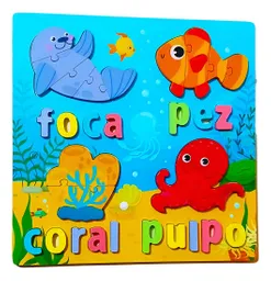 Juego De Mesa Rompecabeza Puzzle Figura Con Letra Multicolor