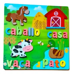 Juego De Mesa Rompecabeza Puzzle Figura Con Letra Multicolor