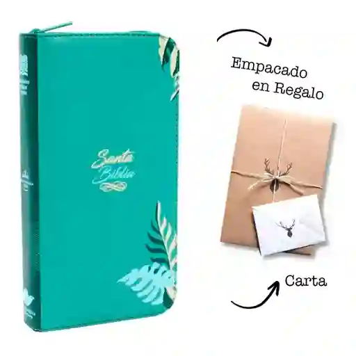 Biblia Tipo Chequera Rvr60 Verde Índice Cierre