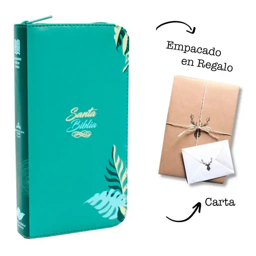 Biblia Tipo Chequera Rvr60 Verde Índice Cierre
