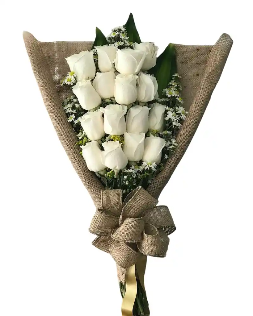Ramo O Bouquet Alargado De 12 Rosas Blancas