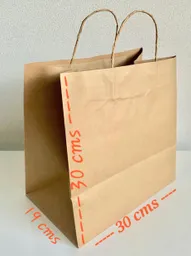 Bolsa Papel Kraft #20 Con Manija , Bolsa Kraff Tipo Domicilio 30x30cms