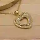 Juego De Collar Y Aretes De Seguridad En Rodio Dorado Corazon