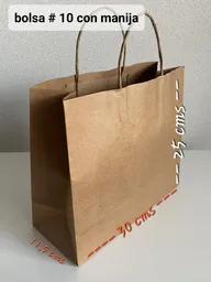 Bolsa Papel Kraft # 10 Con Manija, Bolsa De Papel