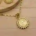 Juego De Collar Y Aretes De Seguridad En Rodio Dorado San Benito