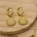 Juego De Collar Y Aretes De Seguridad En Rodio Dorado San Benito