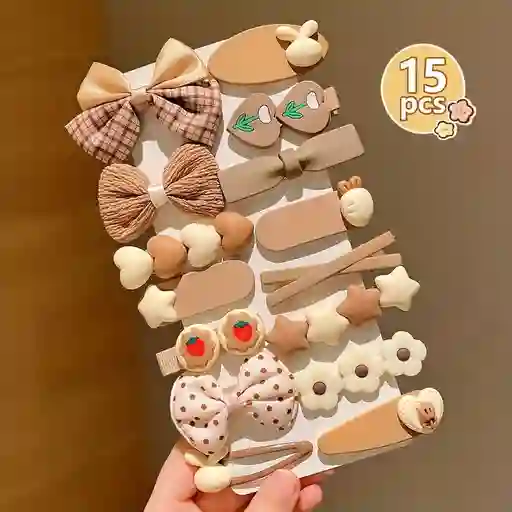 Set De 15 Pinzas Para El Cabello