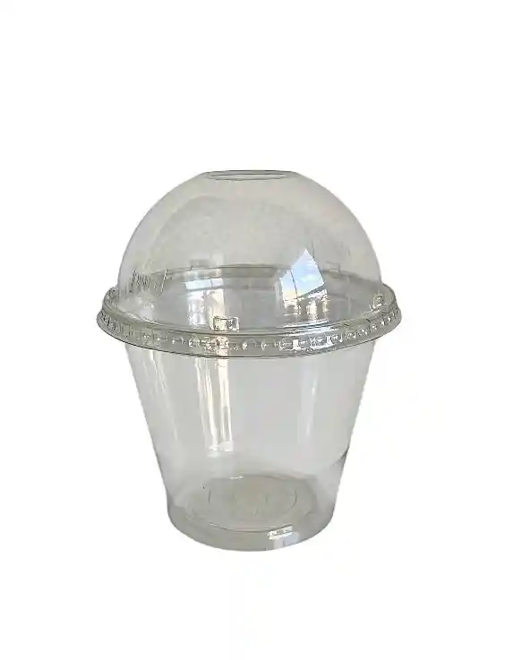 Vasos 9 Onzas Pet X12 Unds Con Tapa Domo, Vasos 9 Onzas Con Sobrecopa Sin Perforación