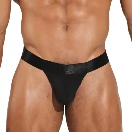 Talla Xl Sport Thong Tanga Sport Brasilera Hilo Hombre Power Cup (push Up) Microfibra Negra Blokes