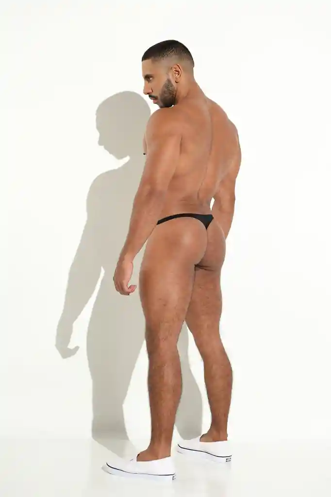 Talla S Classic Thong Tanga Clásica Brasilera Hilo Hombre Microfibra Negra Blokes