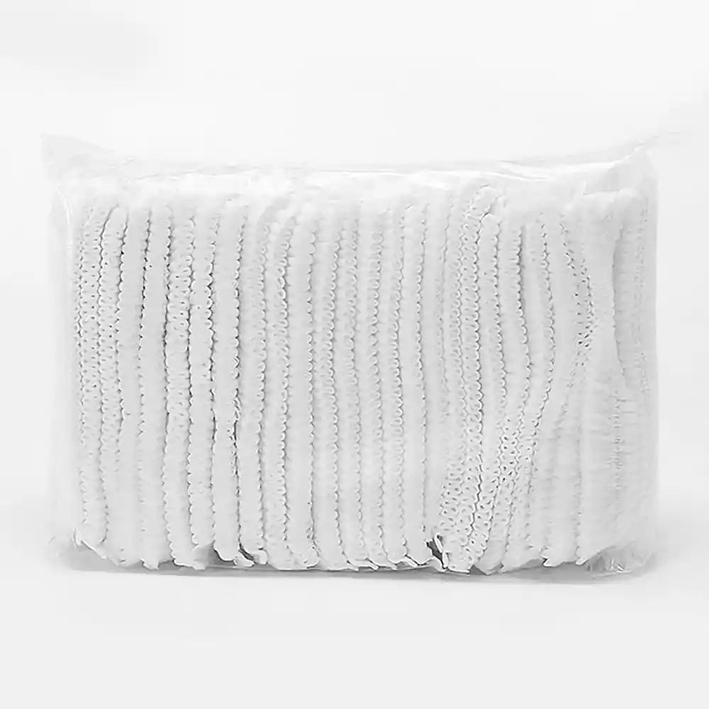 Gorro Desechable Tipo Oruga Color Blanco X Paquete