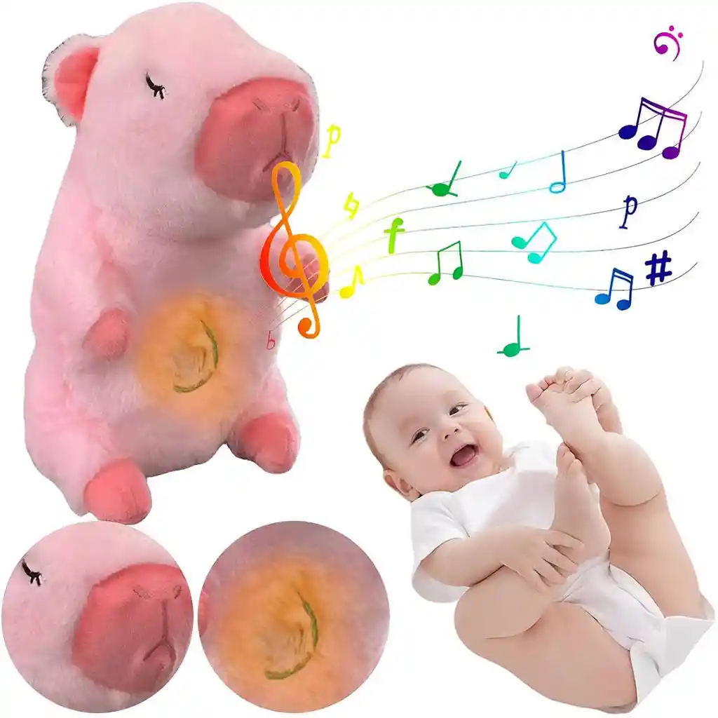 Capibara Peluche Que Respira Sonido Luz Unisex + Bateria