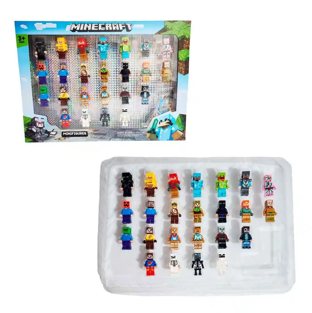 Figura Minecraft Coleccionable X 24 Personajes + Accesorios