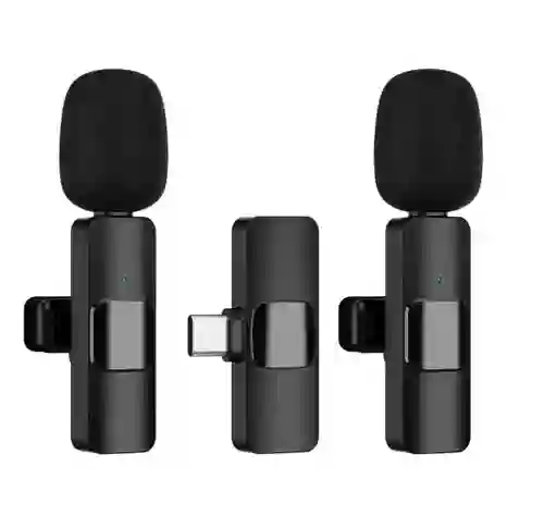 Micrófono Inalámbrico Dual Con Receptor Tipo-c Para Celulares Y Cámaras