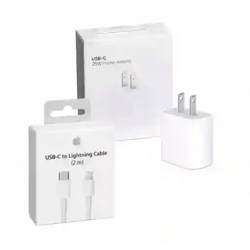 Cargador Adaptador 25w Iphone Tipo C / Carga Rápida + Cable Iphone 2 Metros Tipo C Carga Rapida Lightning 1:1