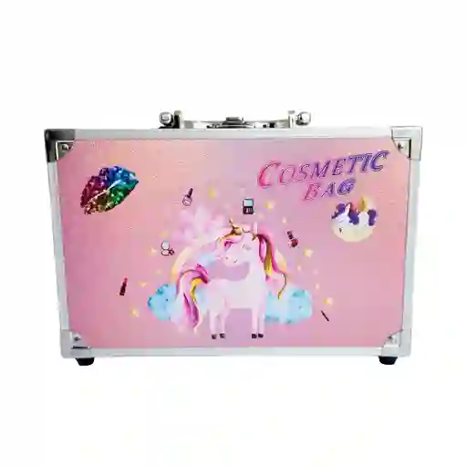 Maleta Kit Maquillaje Unicornio Niñas Juguete Esmaltes Color