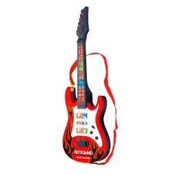 Guitarra De Juguete Niños Rock Luces Sonido Unisex + Bateria