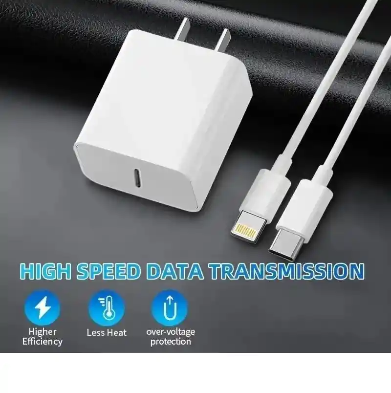 Cargador Iphone 25w + Cable Carga Rápida Tipo C A Lightning Genérico