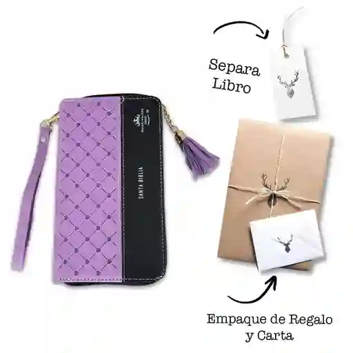 Biblia Rvr 1960 Chequera Lila-negro Cierre