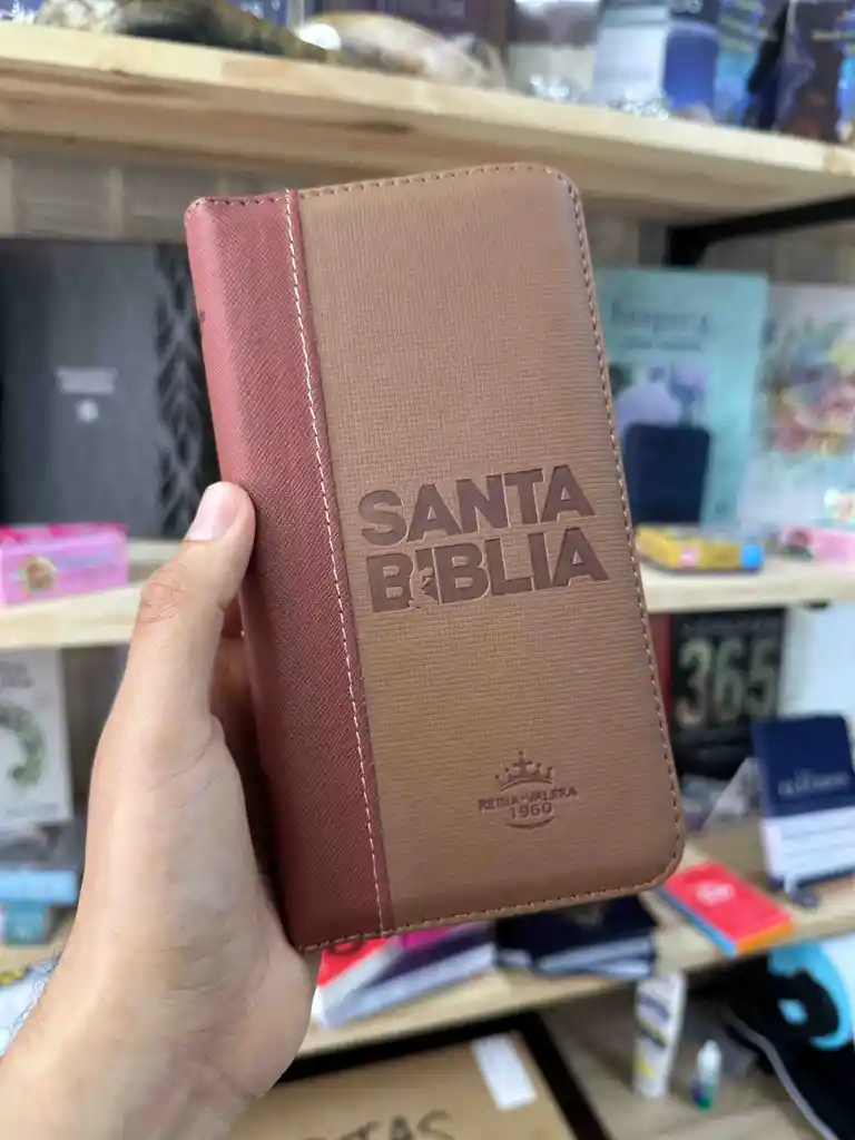Biblia Reina Valera 1960 Tipo Agenda Café Para Hombres – Chequera – Canto Dorado Qr