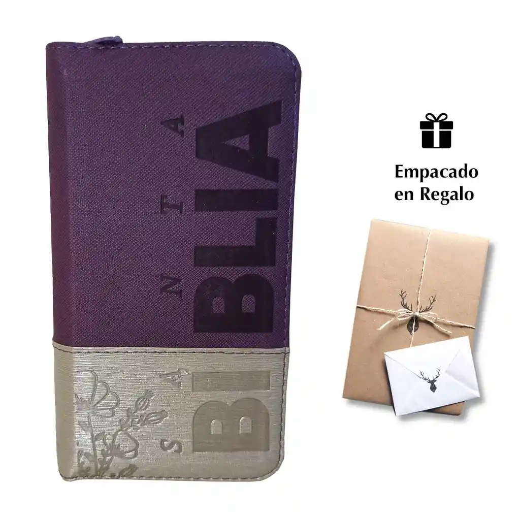 Biblia Reina Valera 1960 Morado Beige Canto Dorado – Tipo Agenda – Chequera