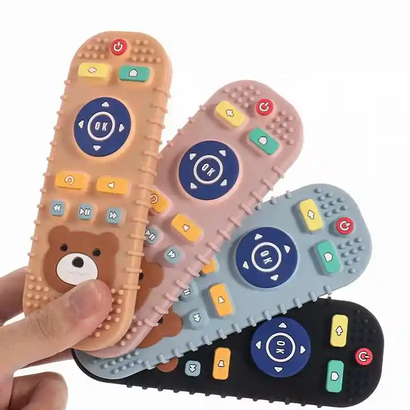 Control Remoto Mordedor Didáctico Para Bebé Osito Beige