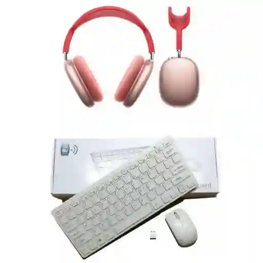 Diadema Airpods Max 1.1 2024 + Kit Combo Inalambrico Mini Teclado Keyboard + Mouse Pc 2.4ghz Usb