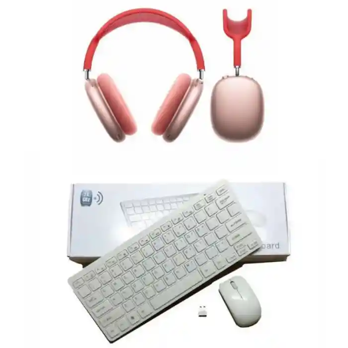 Diadema Airpods Max 1.1 2024 + Kit Combo Inalambrico Mini Teclado Keyboard + Mouse Pc 2.4ghz Usb
